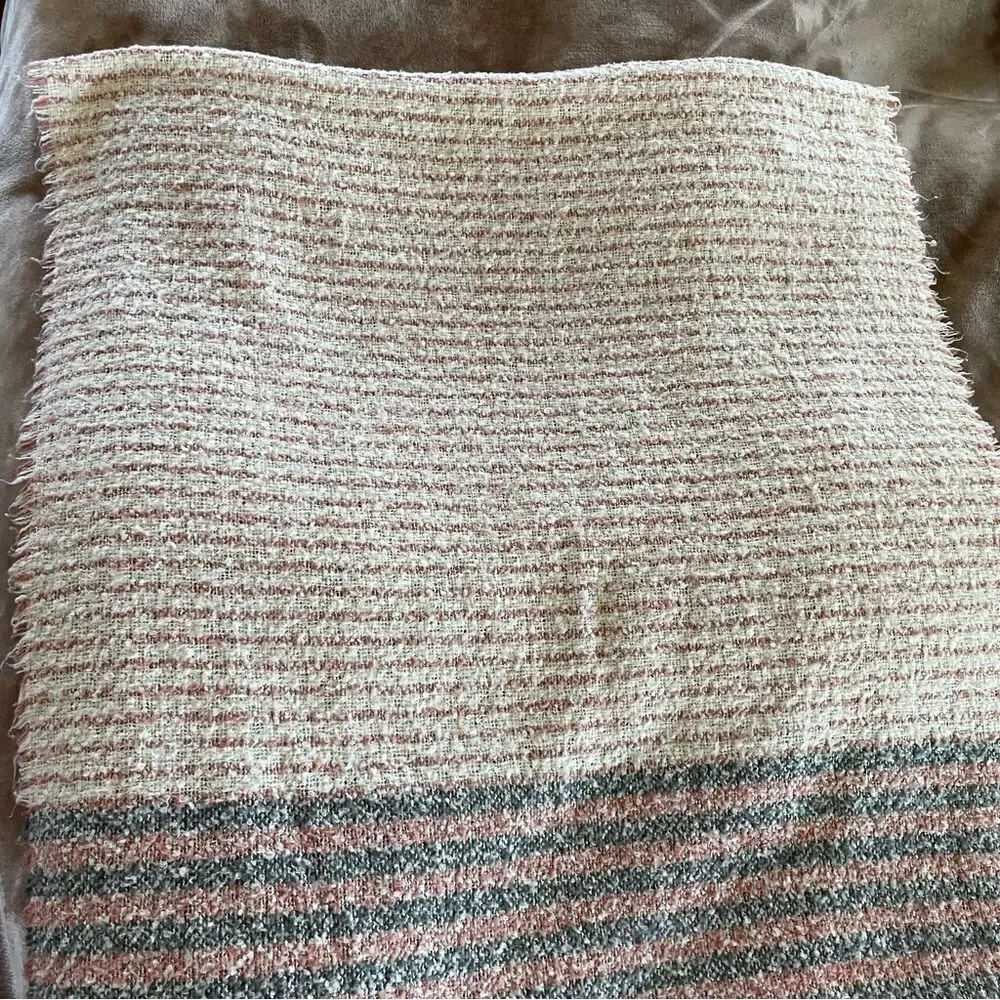 Striped Sherpa-Like Thick Knit Wrap/ Scarf with Long Tassels